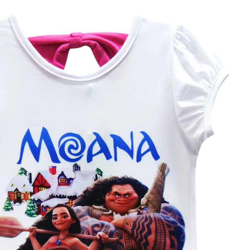 Комплект летней одежды для девочек, топы с принтом Моана, Vaiana, Maui, футболки, детская одежда, костюм Моаны, футболки+ юбки, 2 шт