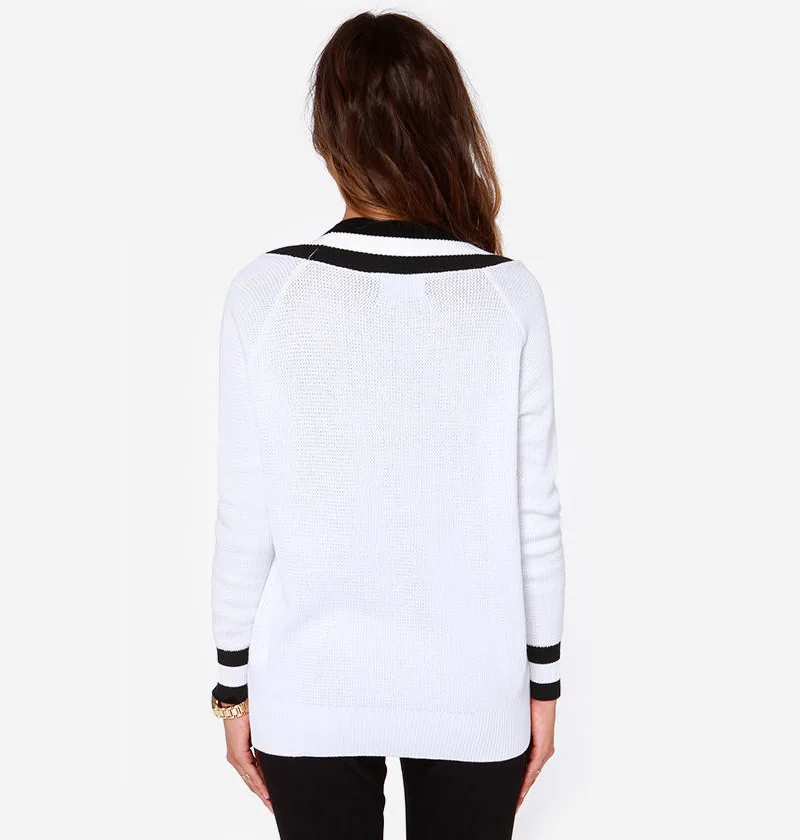 hot sale Women Slim Black Striped deep V neck wind navy white knitted sweater Jumper Pullover Knitwear blouses pull femme | Женская