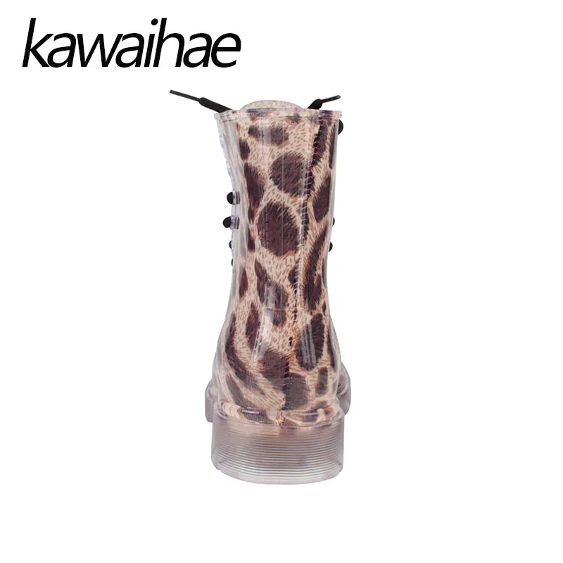 ПВХ Леопардовый Обуви Силконовые Шнурки в Подарок Женская Дождь Сапоги Женские