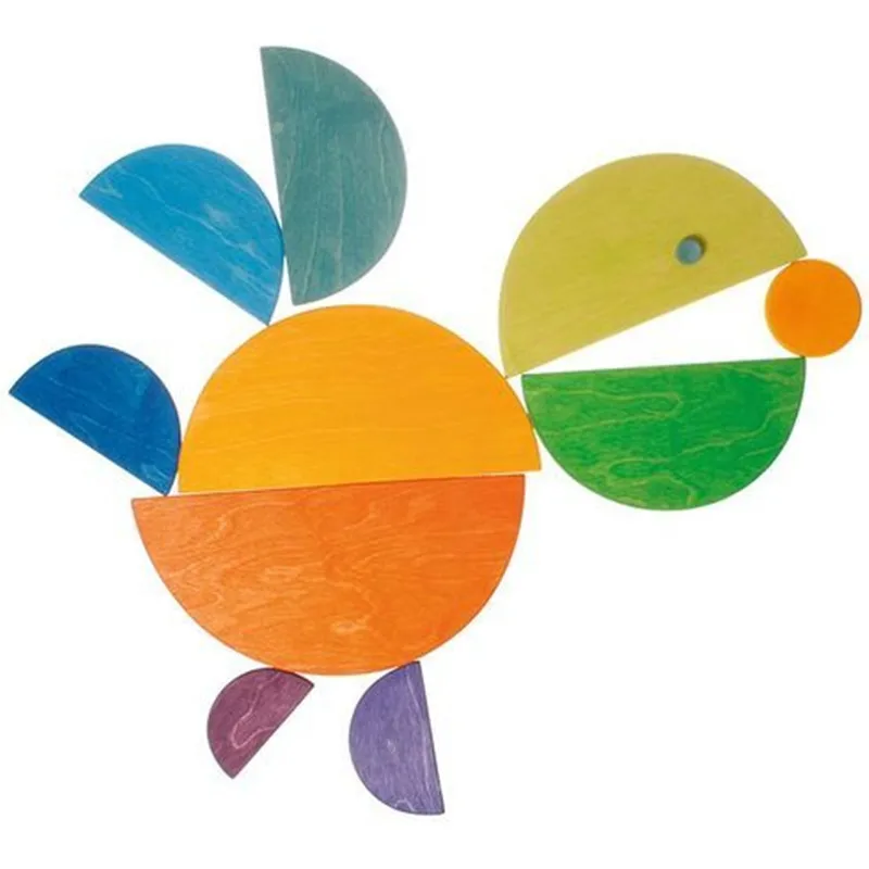

Toys Environmental Protection Handmade Wood Building Blocks Monthly Half Rainbow Wood Chips Semi-circular