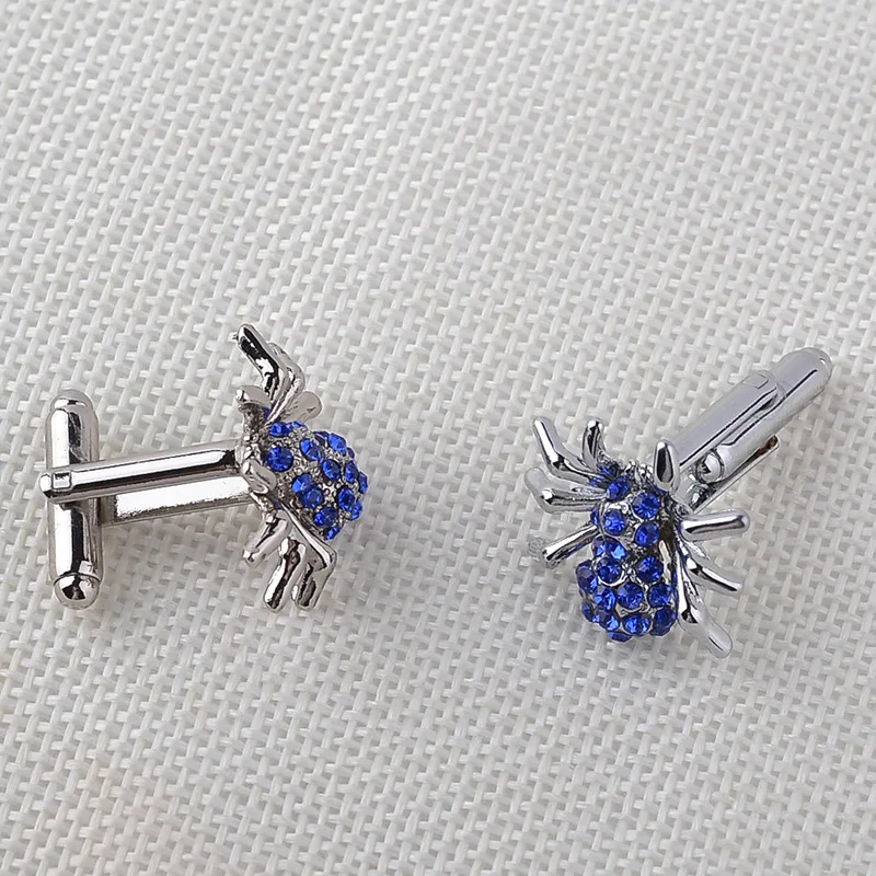 Мужские Запонки с синими кристаллами запонки пауками высокое качество|shirts
