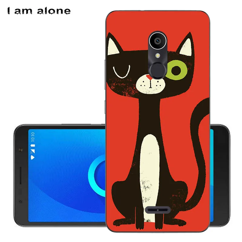 I am alone Phone Shell For Alcatel 3C 3C Dual 5026D 6.0 inch Solf TPU Fashion Cute Color Paint Mobile Case