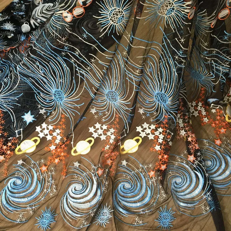 1 ярд красивая вышитая звезда африканская кружевная ткань Высококачественная