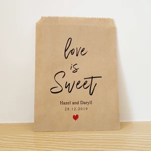 Персонализированная Сумка Love Is Sweet для влюбленных пар, сумки для имени и свидания, сумки для печенья и подарков на заказ, вечерние сумки для свадебных торжеств и конфет
