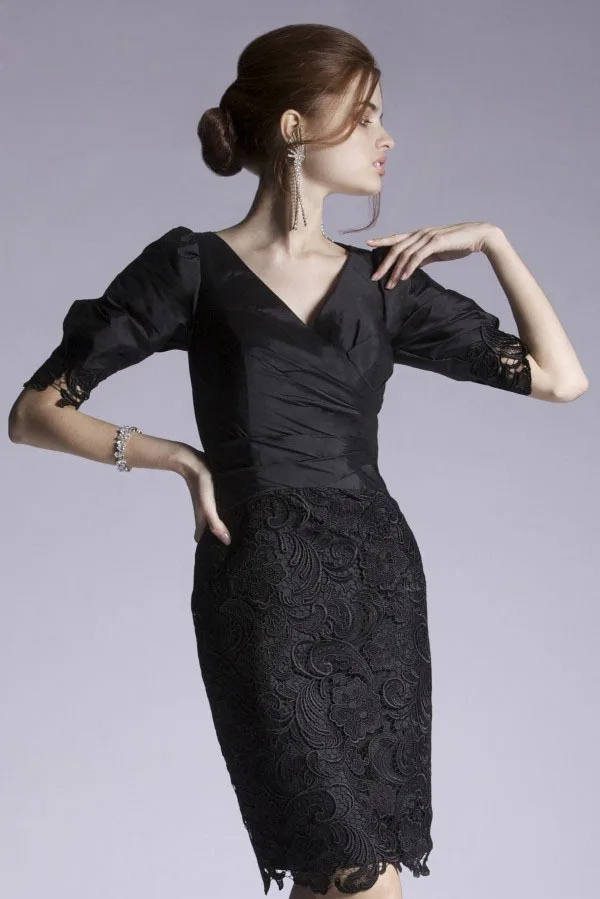 

Black Lace Elegant Short Sleeve Evening Dress