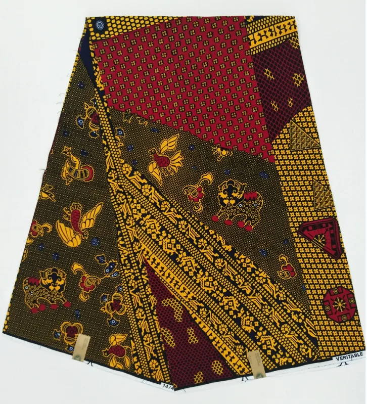

African Wax Fabric Pagne Wax African Wax Veritable Ankara Fabric Batik Dress Material 100 % Cotton 6 Yards Wholesale Soft New
