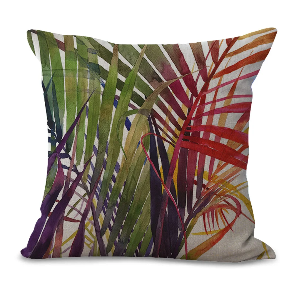 Тропические растения и листья иллюстрация наволочки Цветы птиц пальмовое дерево наволочка декоративная