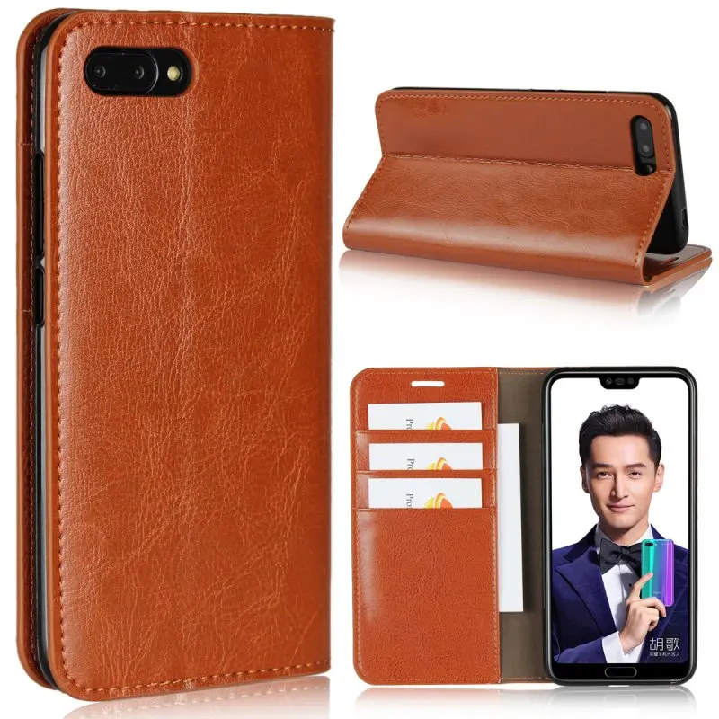 Light Brown Чехол из натуральной кожи для huawei Honor 10, Роскошный деловой кошелек, чехол, чехол для huawei Honor10, откидная сумка, Capinha Etui Coque Hoesje - Цвет: Light Brown