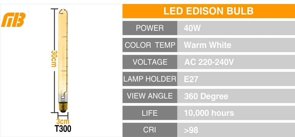 T300 винтажные лампочки Эдисона AC220V E27 лампы накаливания 40 Вт античный ретро светильник Эдисона для кафе подвесной светильник украшение