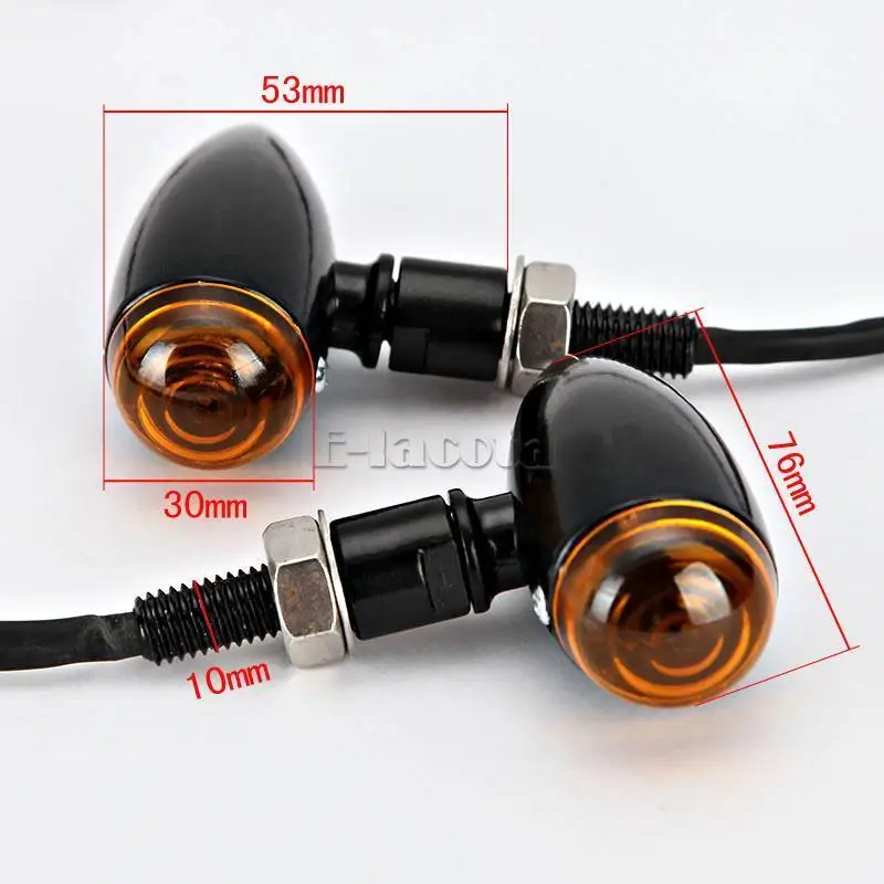 

Black Motorcycle Turn Signals Mini Bullet Blinker Amber Indicator Lights