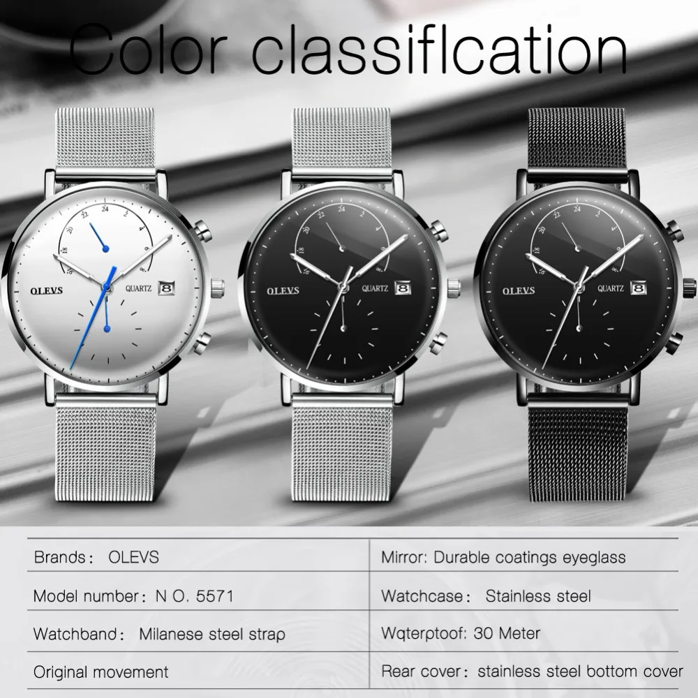 OLEVS Luxury Multifunctional Watch Women's Calendar Luminous Hands Clock Mens Grid Steel Strap Wrist Watches relogio masculino | Наручные