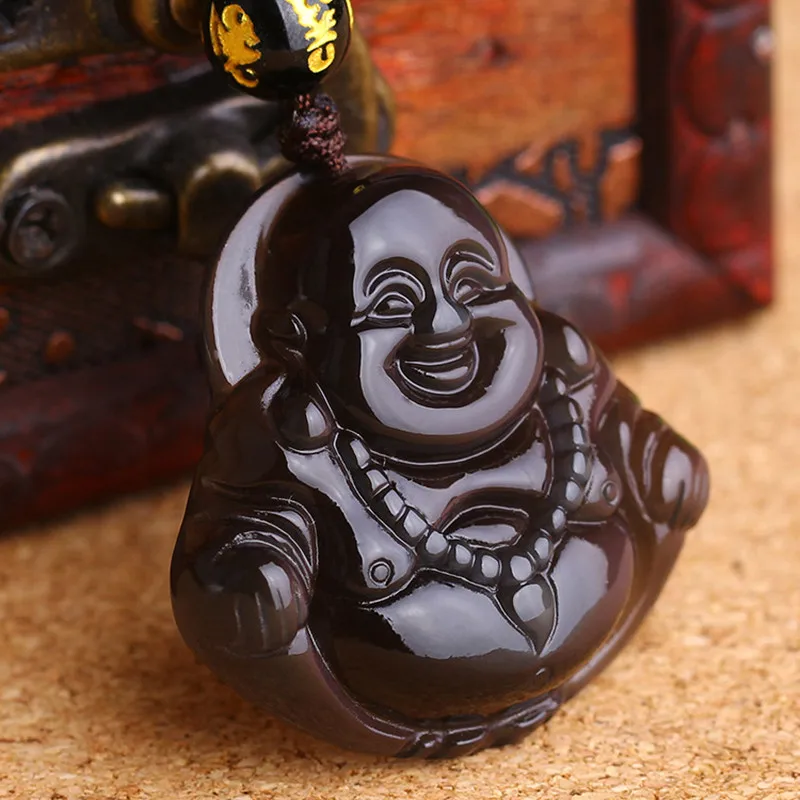 Подвеска из натурального цветного обсидиана подвеска в виде смеющегося Будды