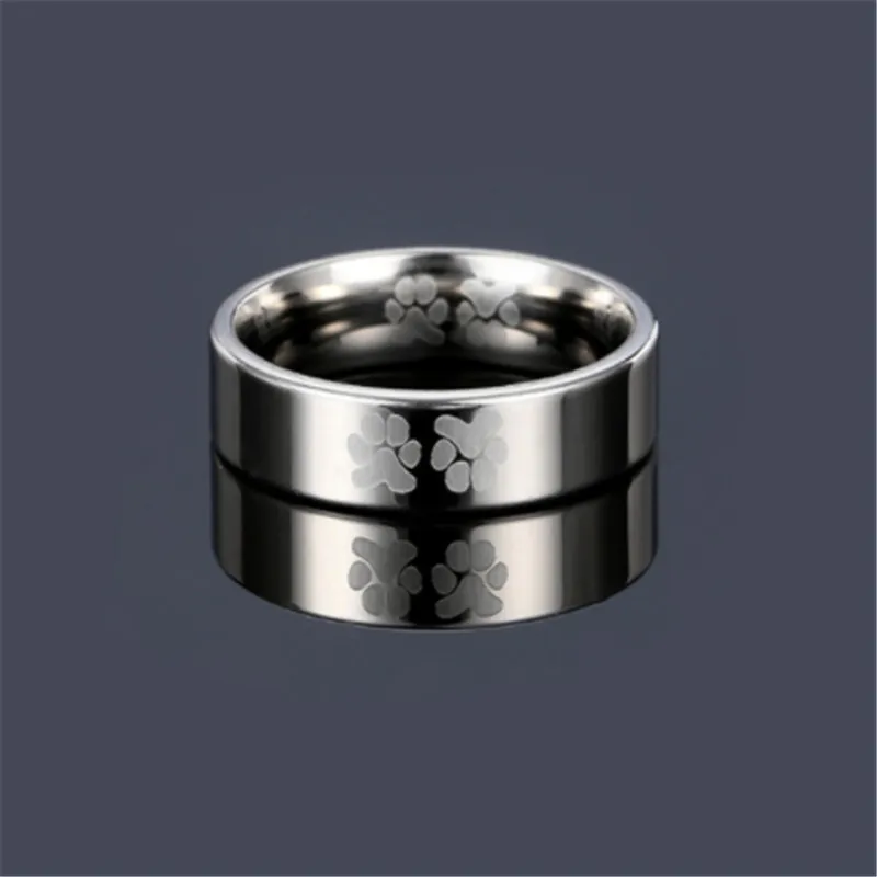 

2020 Fashion Rainbow Stainless Steel Ring For Women Animal Bear Paw Dog Footprint Newest Model Engagement Wedding Ring Hot Sale