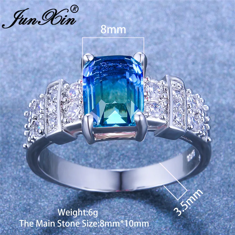 Кольца градиентные женские прямоугольные ювелирные украшения из белого золота с