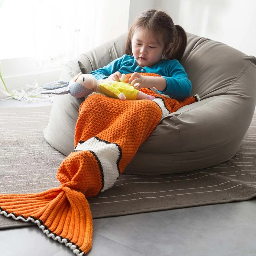 

1.2kg Thicken and keep warm Knitted sofa blanket Handmade Crochet / Blanket Mermaid Blanket queen princess gift Bed Wrap Super