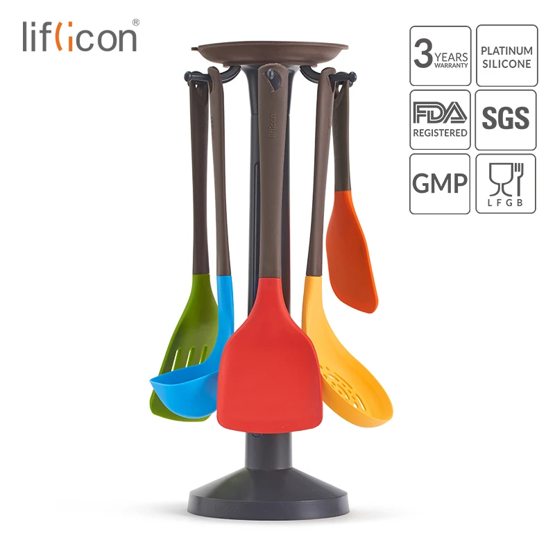 Liflicon Силиконовые Кухня Посуда для похода 5 шт. антипригарные инструменты с лопаточкой лопатка для переворачивания скиммер риса весло для приготовления