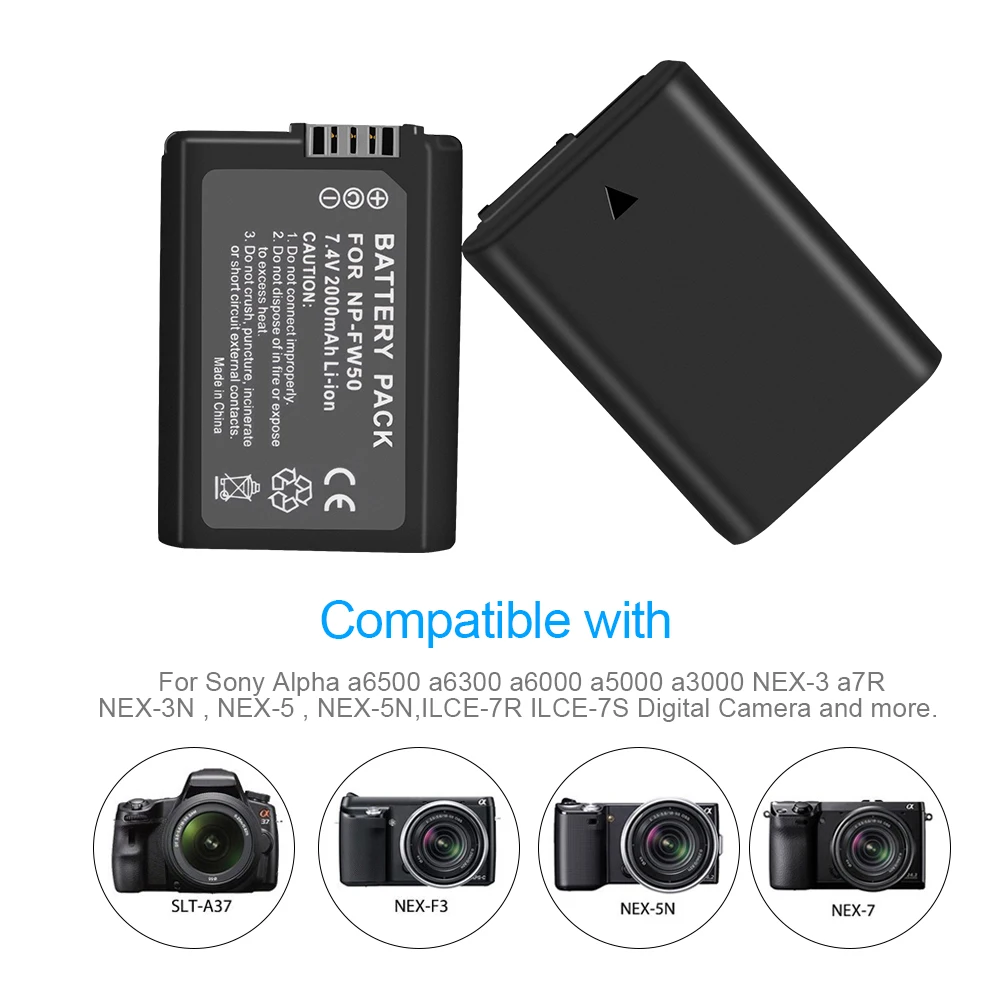 

NP-FW50 NP FW50 Camera Battery+Charger For SONY A5000 A5100 A7R NEX 6 7 5TL 5R 5N 3Nl A6000 5T 5C 3N A7 NEX6 NEX7 NEX5TL NEX5R