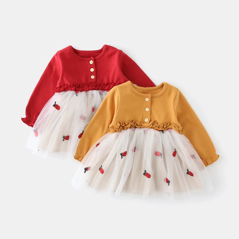 

Baby Girls' Autumn Dress For 6-24 Month New Baby Long Sleeve Gauze Dresses Cotton Style Baby Party Princess Dress 1-2 Years Old