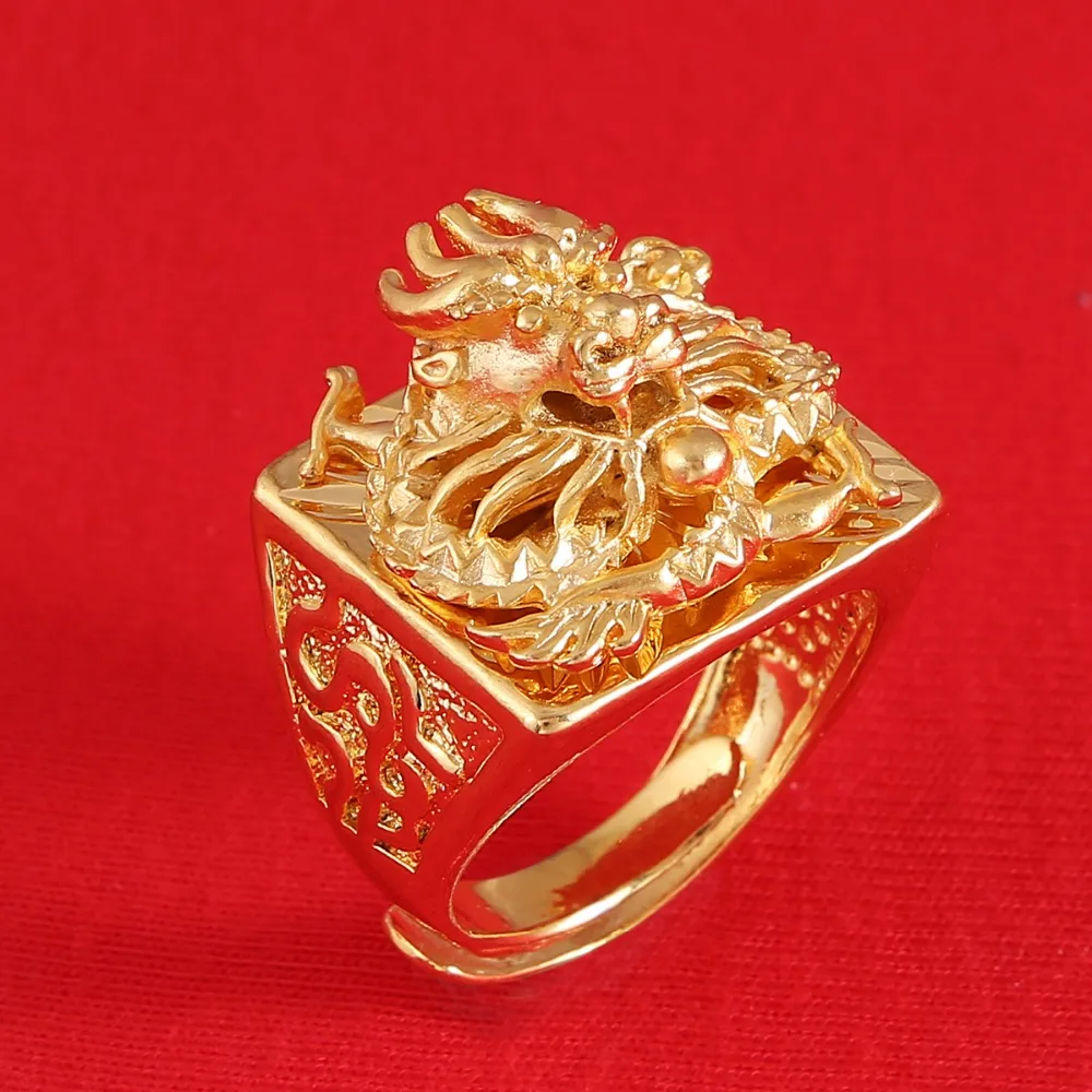 Женские и мужские винтажные золотистые этнические кольца с драконом|ring jewelry|dragon