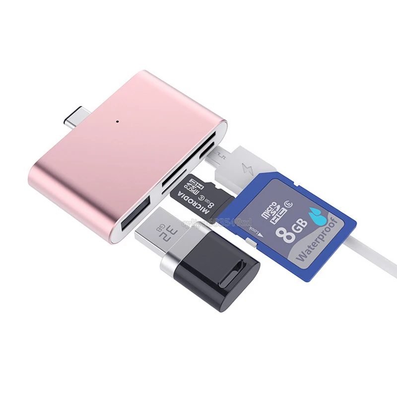30 шт./лот 4 в 1 USB 3.1 USB-C Тип C TF Micro SD OTG Card Reader для Macbook 12 дюймовый Мобильный телефон |