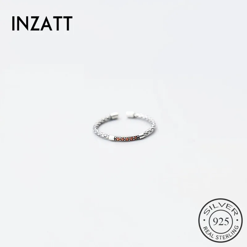 

INZATT Real 925 Sterling Silver Punk Blue Red Green Zircon Ring Fashion Jewelry For Women and men Party Trendy Accessories Gift