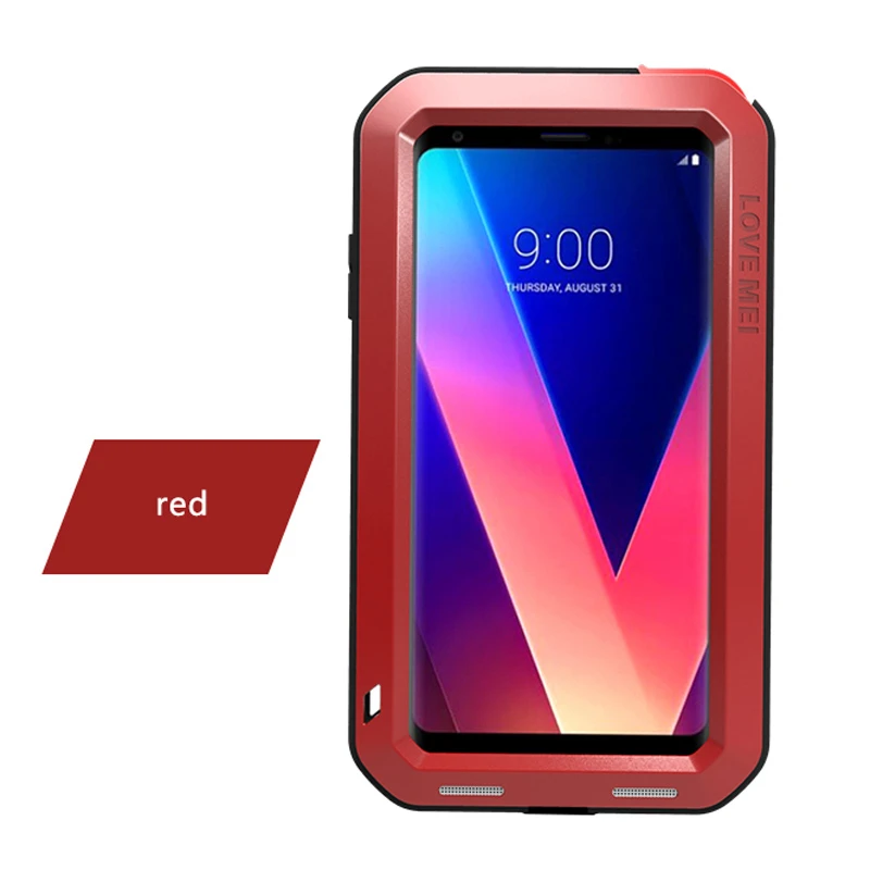 

Love Mei For LG V30/V30 Plus/V35 ThinQ Case With Tempered Glass Cover Dustproof Shockproof Heavy Duty Full Body Metal Armor