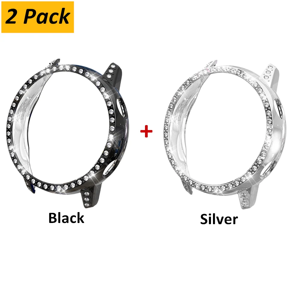 Black Silver Черный Защитный чехол для samsung Galaxy Watch активный пластиковый ПК Алмазный чехол против царапин fall-осенний чехол-бампер аксессуары - Цвет: Black Silver