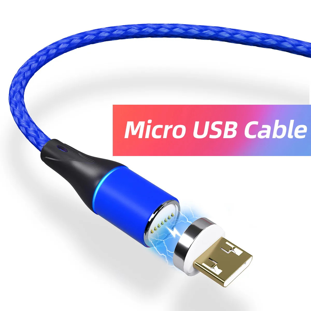 3A Магнитный Micro-USB, Тип usb C зарядный кабель 7-контактный жила провода для передачи данных быстрая Зарядное устройство Мобильный телефон магнит шнур Android Тип-C телефонных кабелей - Цвет: Blue Micro Cable
