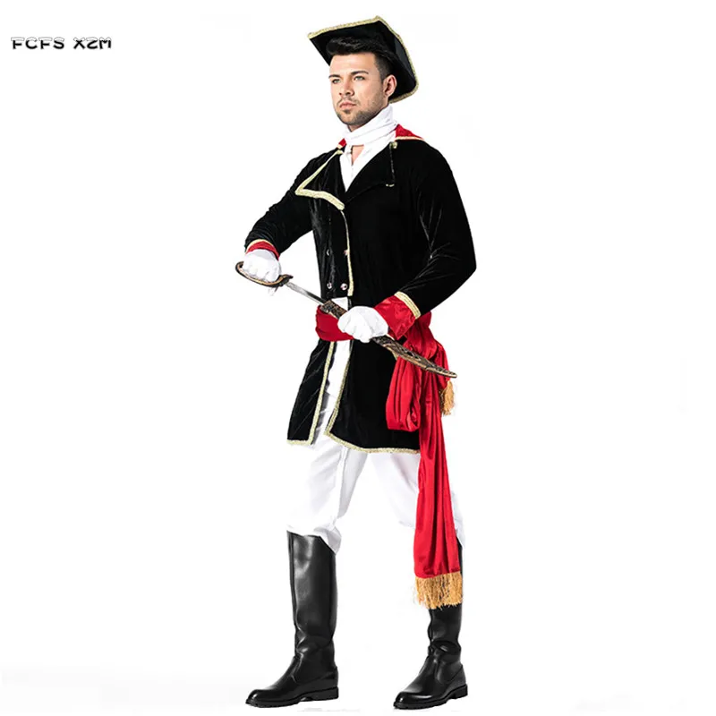 

Men Halloween Officer Soldier Uniform Costumes Knight Pirate Cosplay Carnival Purim Masquerade Stage Play Nightclub Party Dress