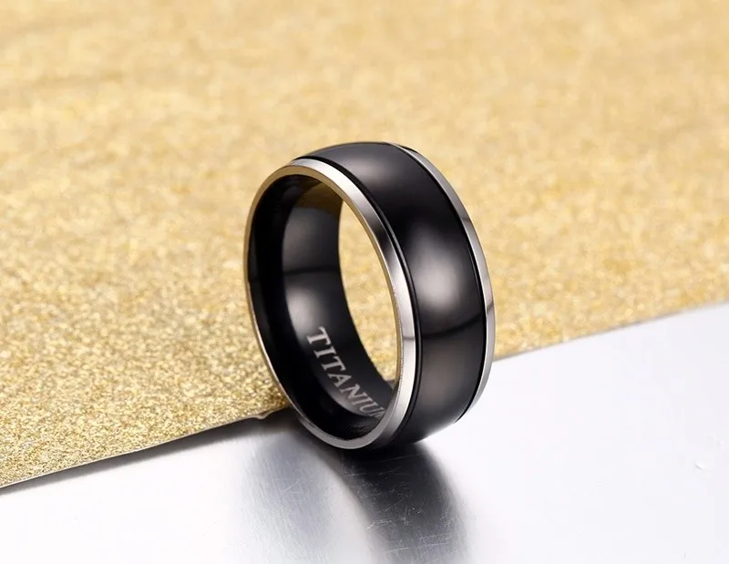 Vnox Титан кольцо Для мужчин Jewelry классический черный 8 мм бойфренд подарок