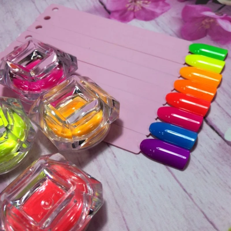 

New 1box Neon Phosphor Pigment Powder Set Fluorescent Nail Glitter Powder Manicure Decoration Nail Art Dust Pigment Paillettes
