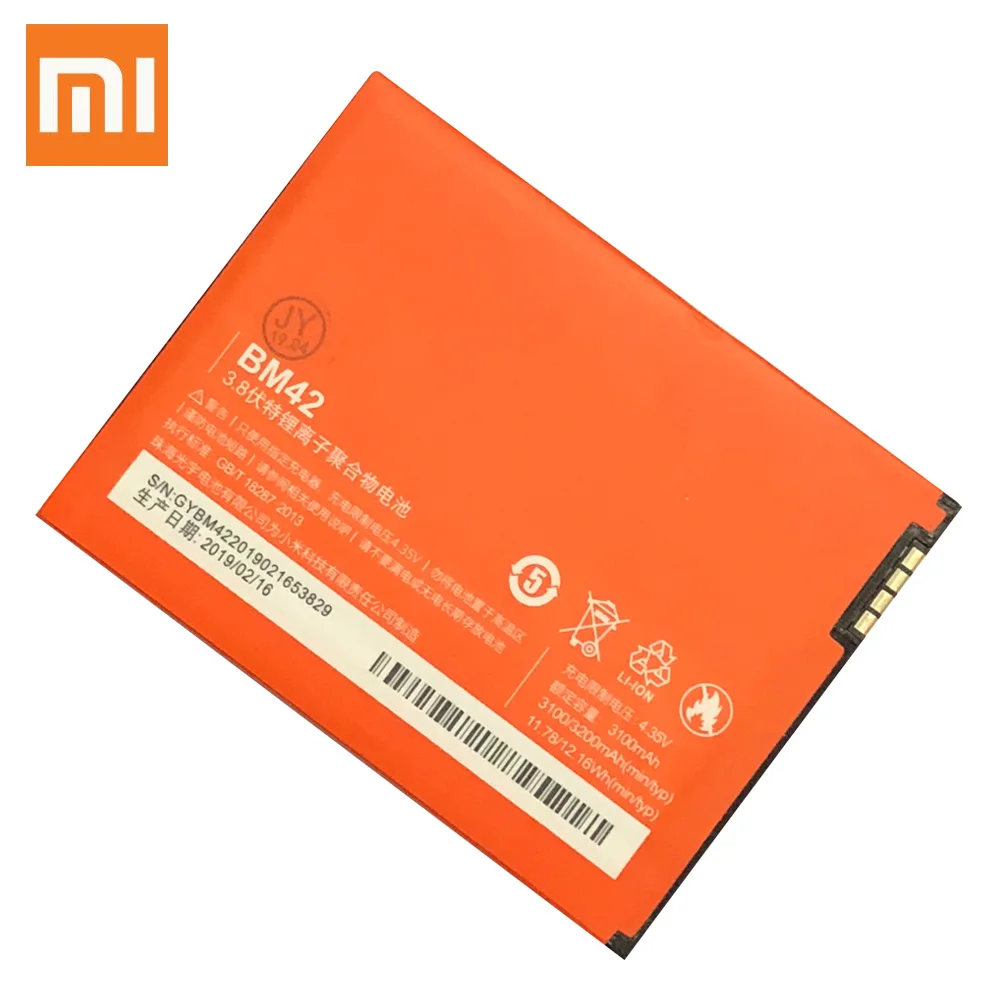 Xiao Mi Оригинальный аккумулятор для телефона BM42 Xiaomi Redmi Note 4G Prime Hongmi 3100 мАч