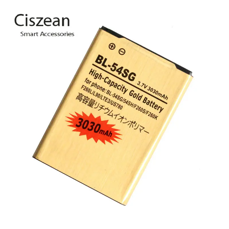 2x3030 mAh BL 54SG 54SH Золотой сменный аккумулятор + универсальное зарядное устройство для LG F260S F260K F260L F260 LTE3 US780 L90 F7 VU3