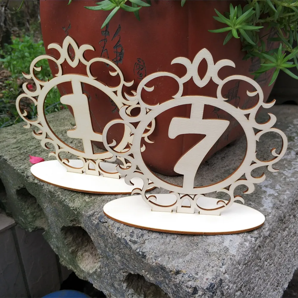 10pcs Floral Vintage Elegant Freestanding 3D Wood Table Number Stands Wedding Bridal Baby Shower Party Decoration | Дом и сад