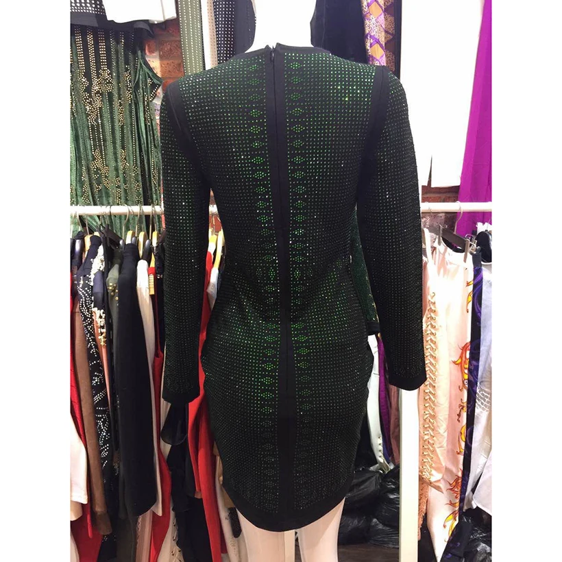 Женское облегающее платье с длинным рукавом подиумное дизайнерское украшением