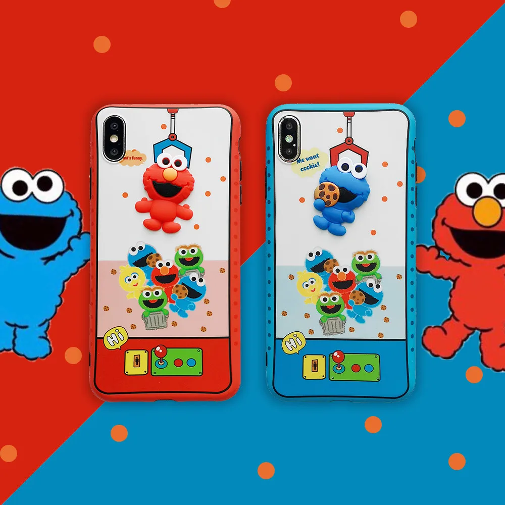 Мультфильм Улица кунжута печенья Elmo 3D кукла машина чехол для iPhone X XS MAX XR 6 6s 7 8 Plus