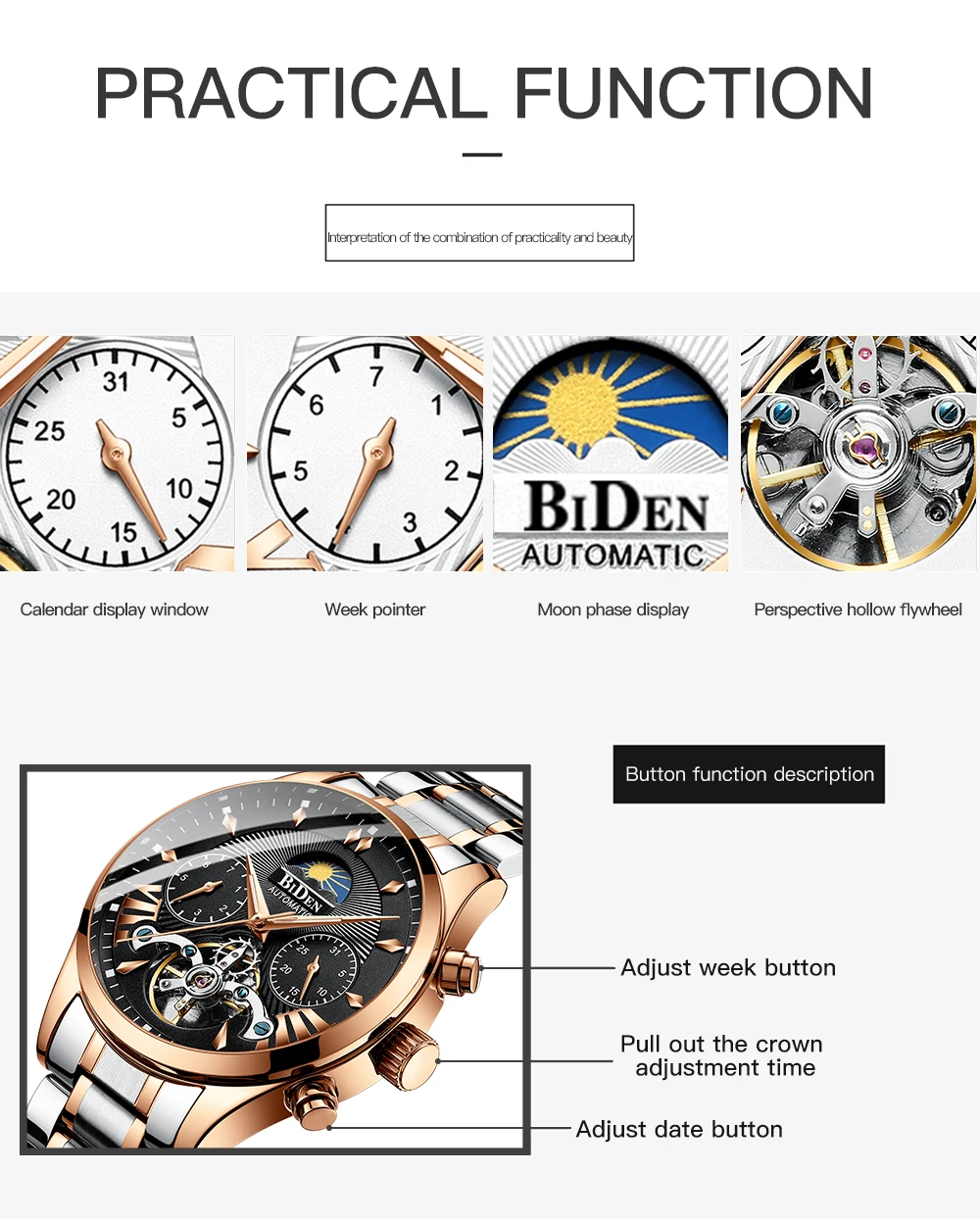 Мужские часы автоматические механические часы Tourbillon спортивные мужские часы повседневные деловые полностью стальные часы в ретро-стиле Relojes Hombre подарок
