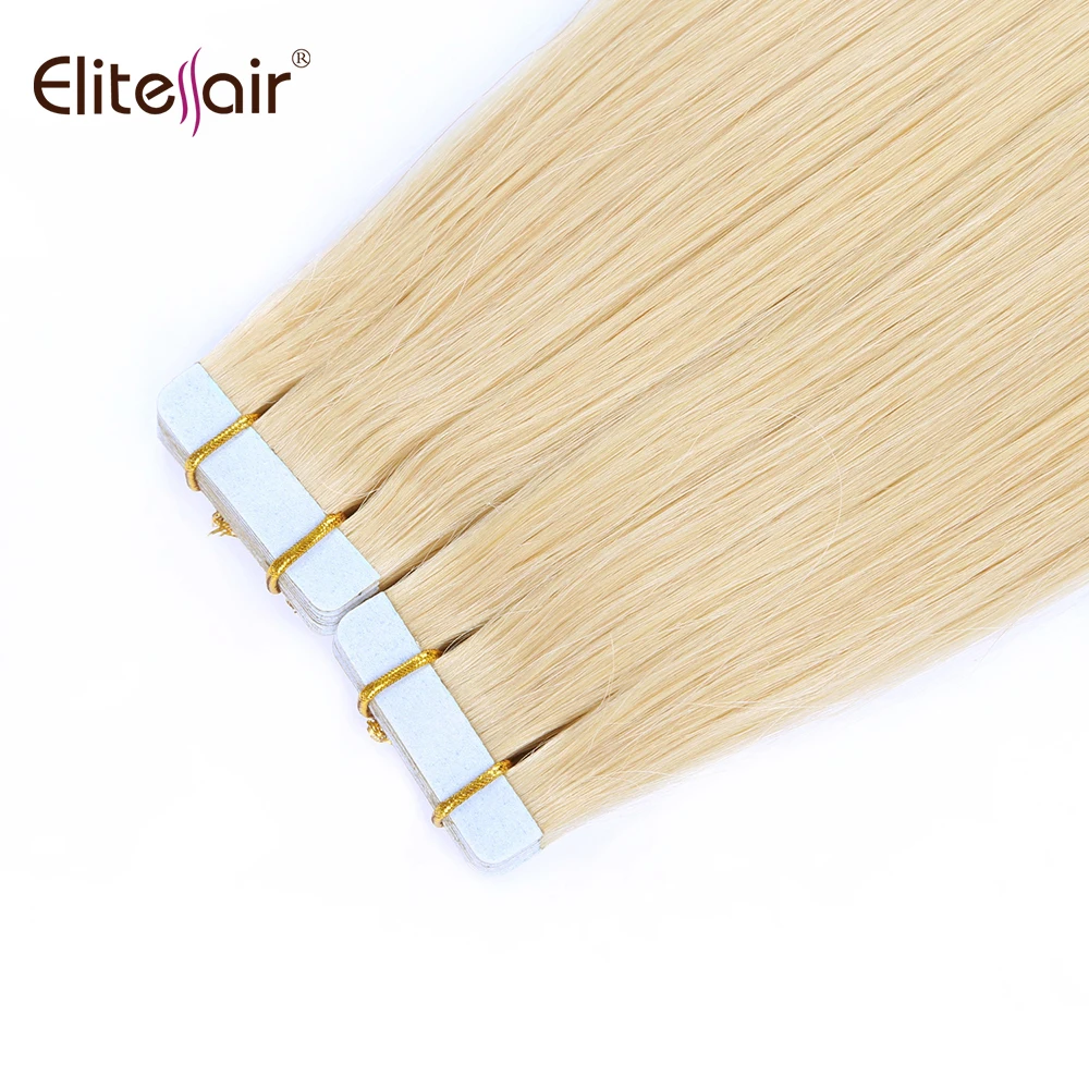 Elitessair Tape In Remy Hair Extensions 16&quot 18&quot 20'' Cuticle Virgin PU Invisible Extension 20pcs Free Shipping |