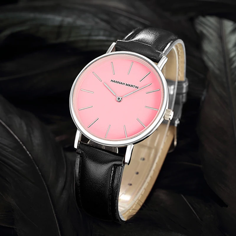 Ханна Martin модные платье Часы Для женщин моды кожаный ремешок аналоговые
