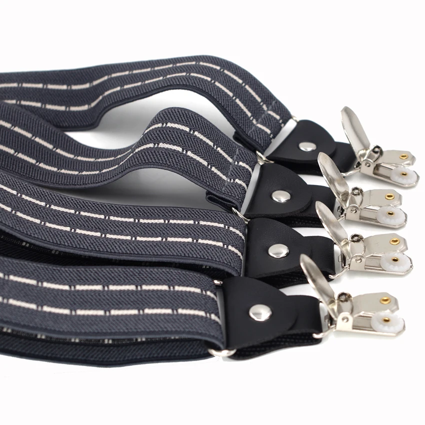 Мужские подтяжки из искусственной кожи 4 зажима регулируемый ремень подарок для