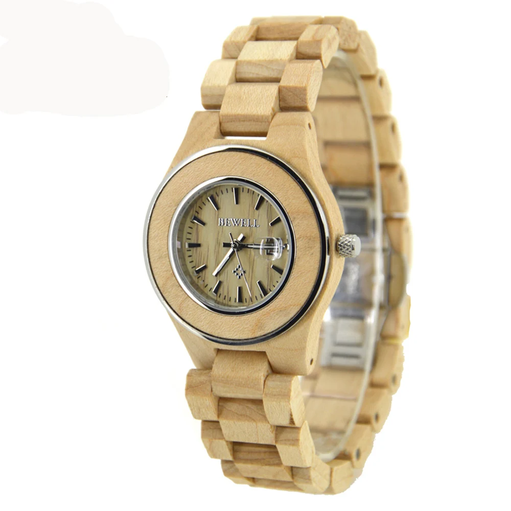 BEWELL Топ Элитный бренд древесины женские водонепроницаемые светящиеся часы