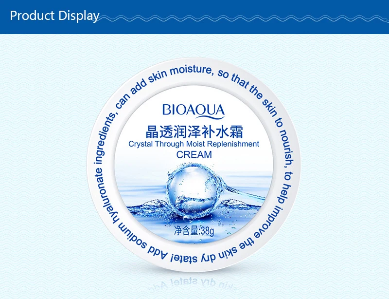 BIOAQUA Кристальный увлажняющий крем для лица Уход питание для кожи плотный наполняющий водный крем с гиалуроновой кислотой 38 г