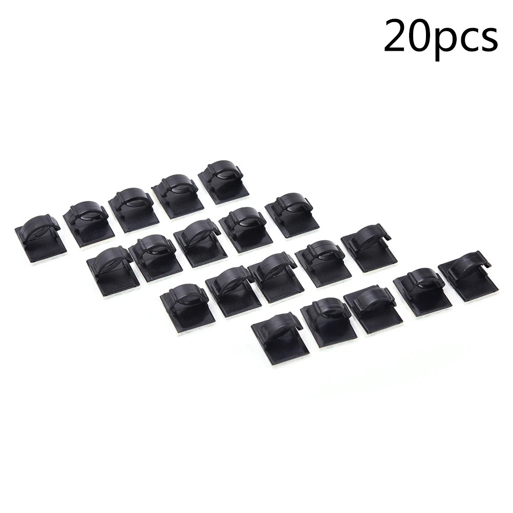 

20pcs/lot Adhesive Car Cable Clips Cable Winder Drop Wire Tie Fixer Holder Organizer Management Desk Wall Cord Clamps Black