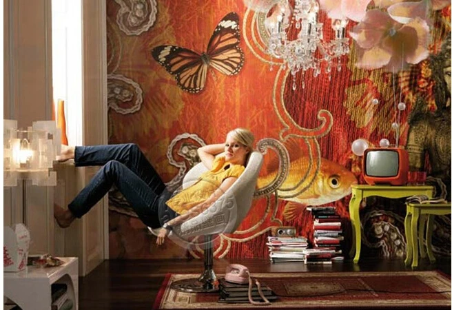 3D фрески на заказ европейский тип древние путь креативных бабочек цветов Будды