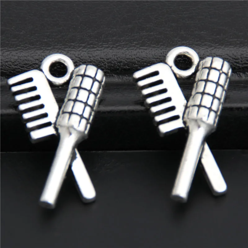 

15pcs Silver Color Hair Comb And Brush Charms Stylist Pendant DIY Jewelry Findings A2862