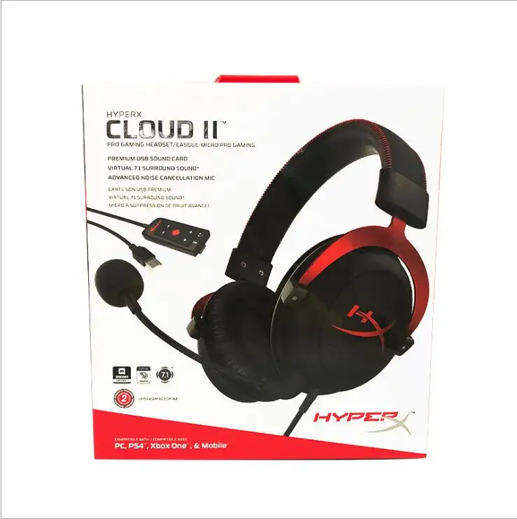 Кингстон Клауд II наушники Hi-Fi 7.1 Surround Sound для игр с микрофоном для компьютера и мобильного телефона.