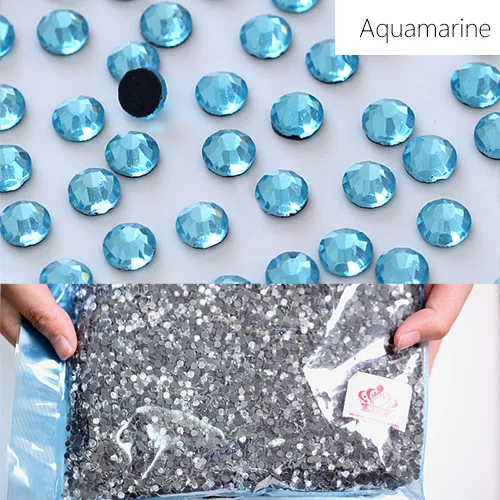aquamarine SS6-SS20 4 Sizes Large Quantity DMC Hot Fix Rhinestones Wholesale Colorful Flatback Round Hotfix Strass for Garments Dress B1124 - Цвет: aquamarine