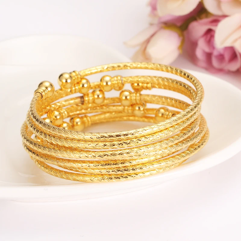 

Bangrui 6pcs/lot Fashion Style Dubai Gold Jewelry Gold Color Bangles For Dubai Bangles & Bracelets Dubai/Africa Jewelry