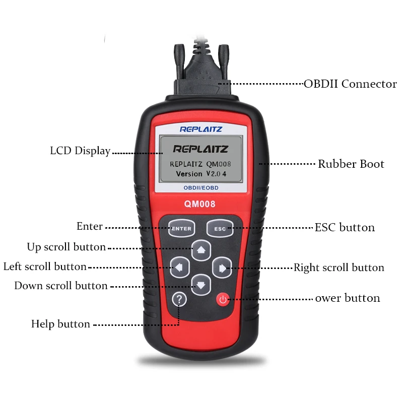 Replaitz QM008 Obd2 автомобильный сканер считыватель кодов адаптер 16 PIN OBDII