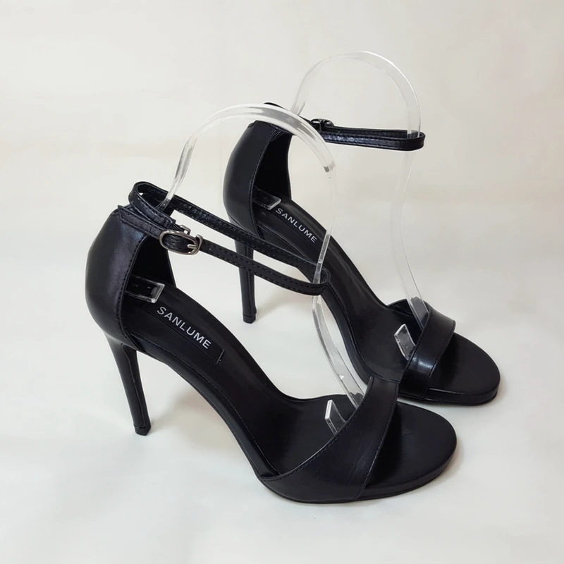 SANLUME 10 см Для женщин пикантные из натуральной кожи Обувь на высоком каблуке